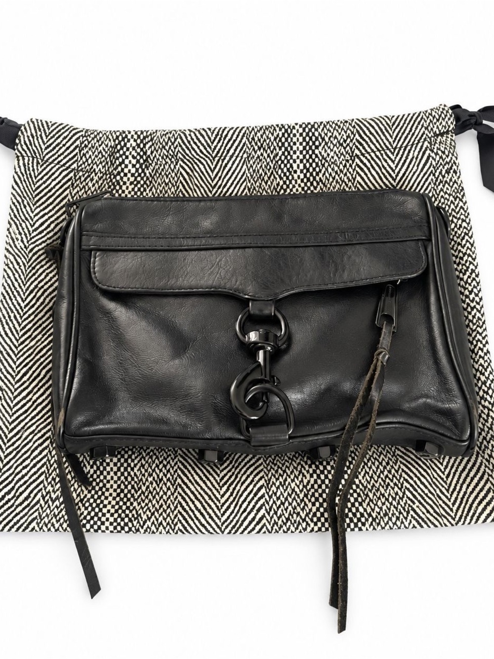 Rebecca Minkoff Mini M.A.C. Black Leather Crossbody Bag Gunmetal